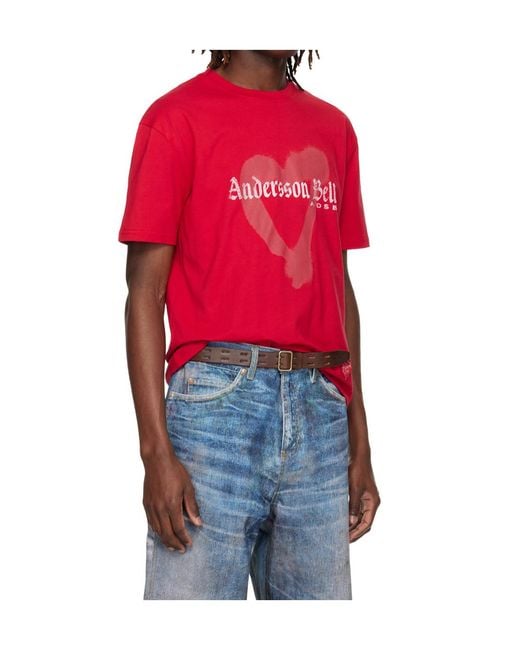 ANDERSSON BELL Red Heart-Shaped T-Shirt for men