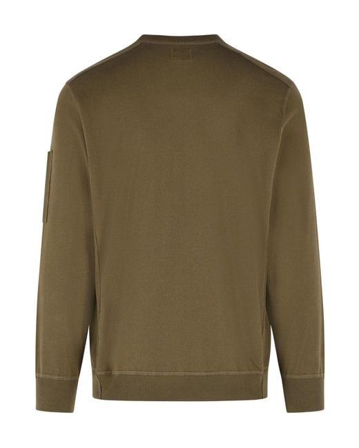 C P Company Green Lens Detailed Knitted Jumper for men