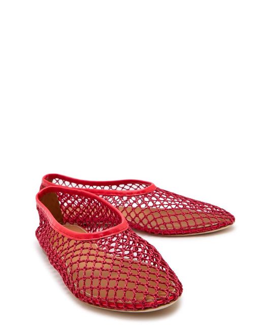 Staud Red Solid Color Woven Ballet Flats