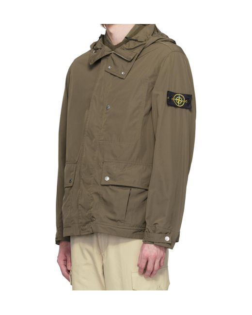 Stone Island Brown Compass-Badge Hooded Jacket for men