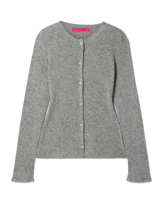 The Elder Statesman Gray Delicash Ribbed Cashmere And Silk Blend Cardigan