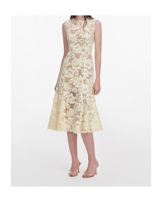 Self-Portrait Natural Crochet-Lace Midi Dress