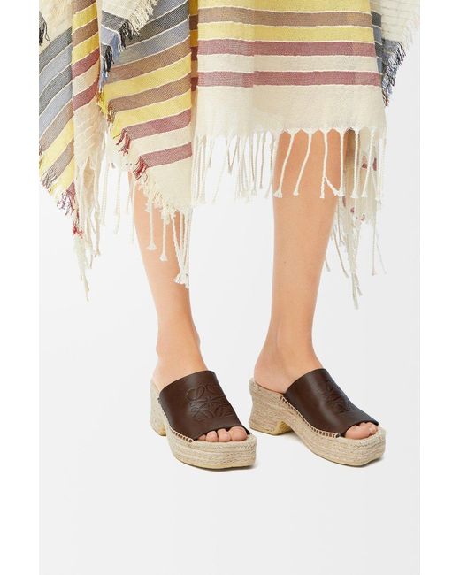 Loewe Brown Petal Espadrille Platform Slides
