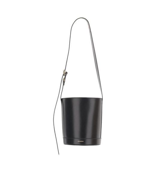 Jil Sander White Cannolo Logo-Lettering Bucket Bag