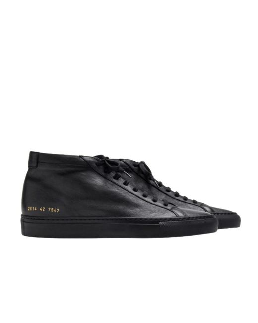 Common Projects Black Logo High-Top Casual Shoes for men