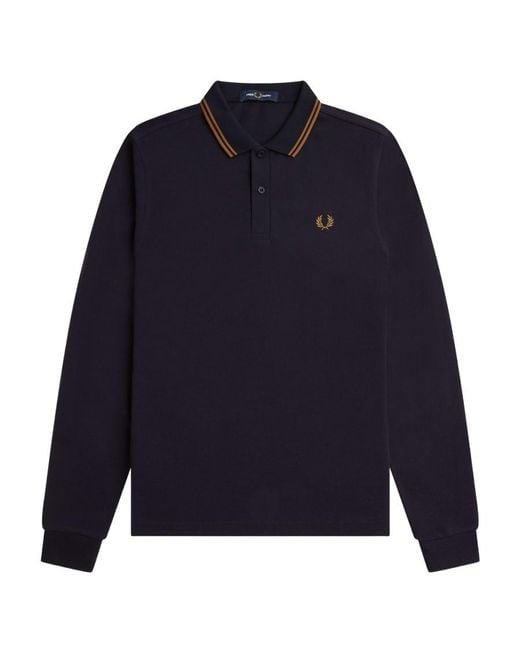 Fred Perry Blue Long Sleeve Polo Shirt for men