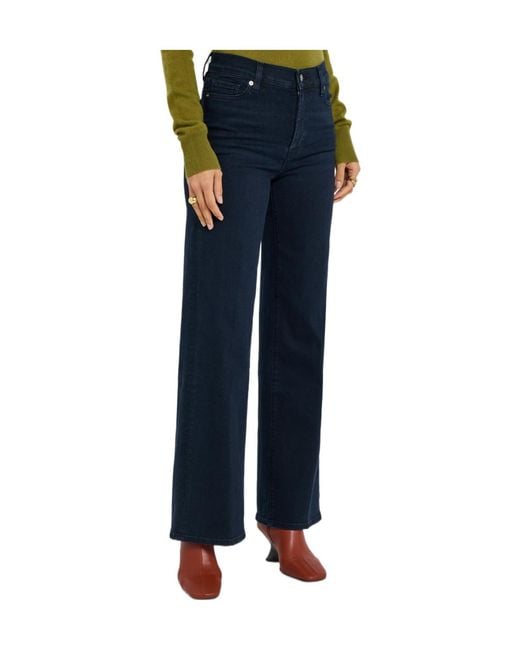 FRAME Blue Wide-Leg Jeans