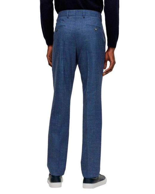 Boss Blue Long-Sleeved Coat, Belt Loop Pants, Suit Set for men