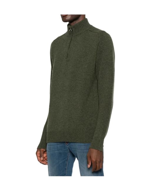 Barbour Green Zip-Neck Sweater for men