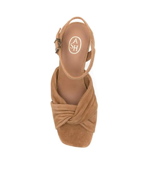 Ash Brown Square-Toe High-Heeled Sandals
