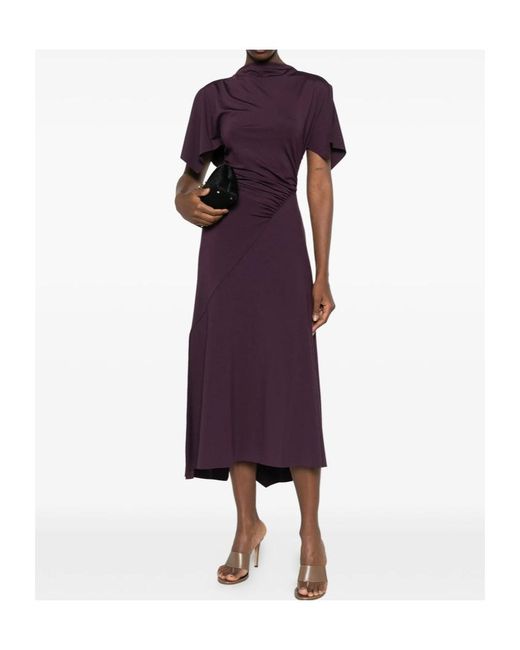 Victoria Beckham Purple Short Sleeve Dress