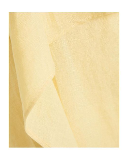 Staud Metallic Draped Linen Maxi Dress