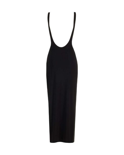 Norma Kamali Black Marissa Wide-Slit Jersey Gown