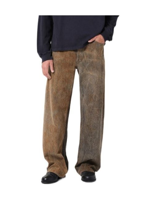Agolde Brown Distressed Straight-Leg Jeans for men