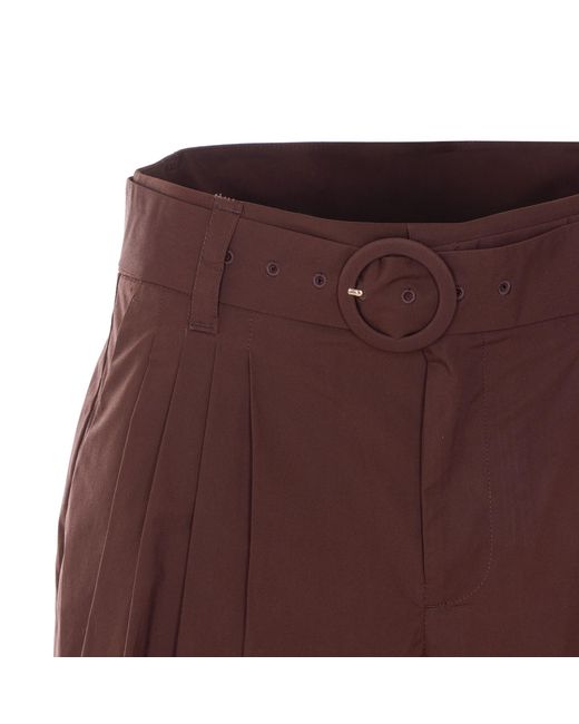 Twinset Purple Embroidered Belted Shorts