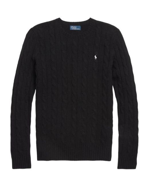 Polo Ralph Lauren Black Cable-Knit Logo Sweater