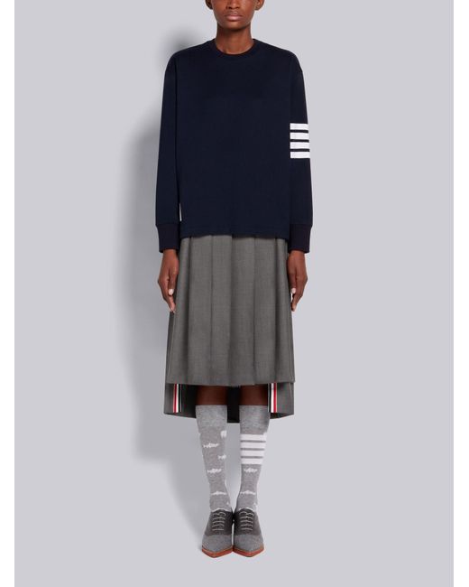 Thom Browne Blue Engineered 4-Bar Long Sleeve T-Shirt