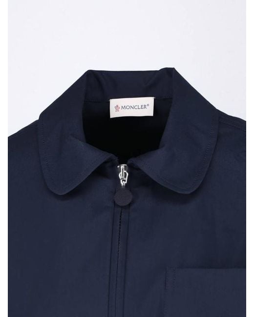 Moncler Blue Logo Patch Zipped Shirt Jacket