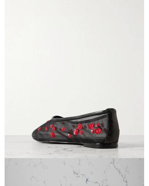 Staud Brown Alba Mesh Ballet Flats
