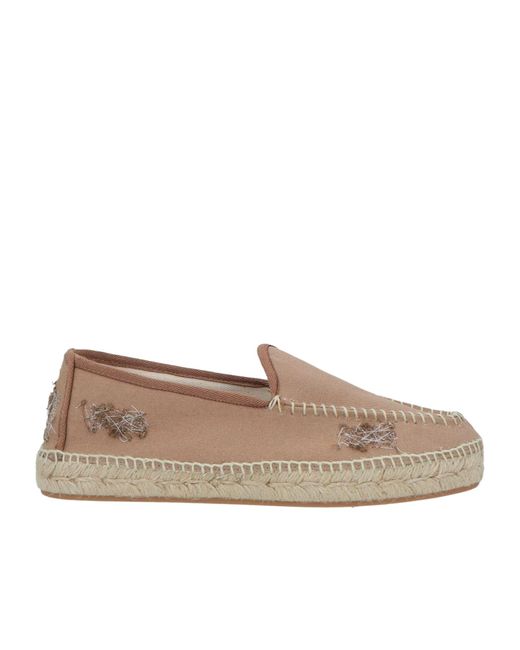 Maison Margiela Brown Embroidered Canvas Flats