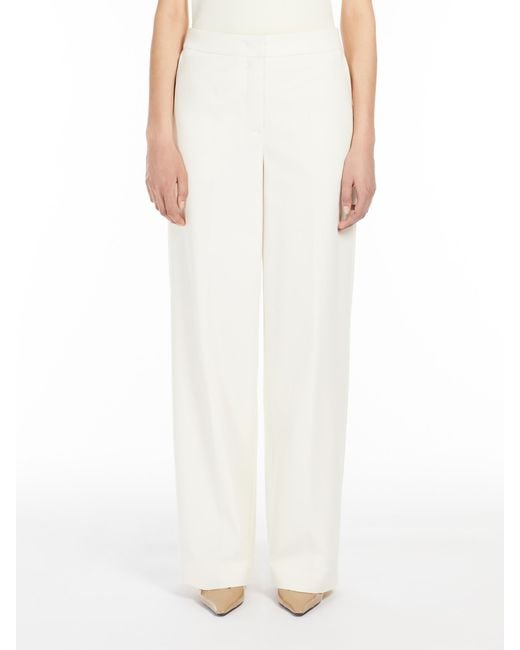 Max Mara White Orche High Waist Straight-Leg Trousers