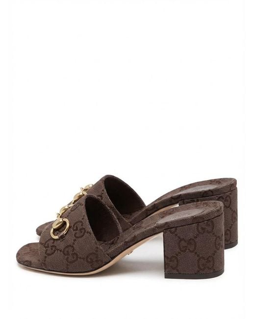 Gucci Brown Horsebit Slide Sandals