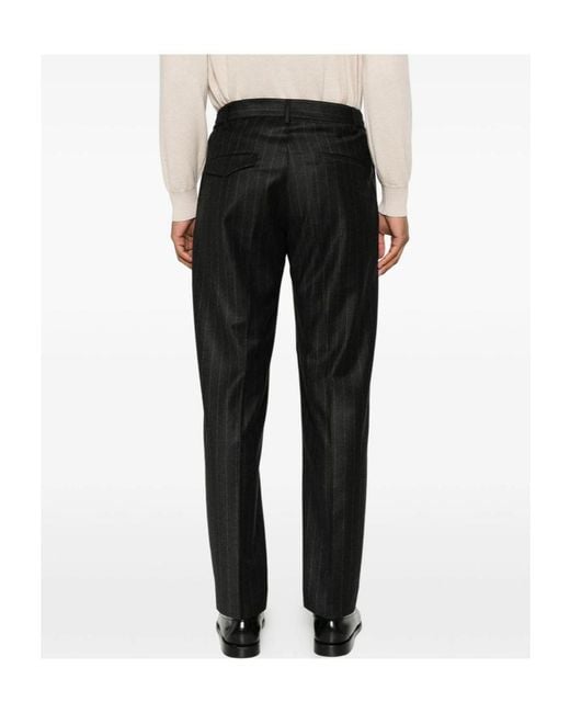 Tagliatore Gray Striped Casual Pants for men