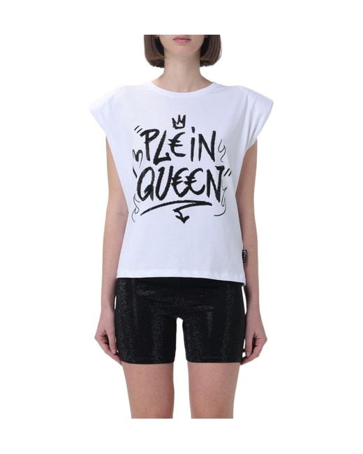 Philipp Plein White Sexy Pure Crystals-Embellished Sleeveless T-Shirt