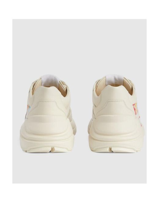 Gucci White Rhyton Exquisite Low-Top Leather Sneakers