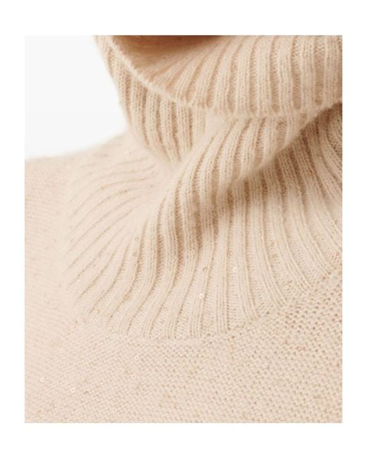 Fabiana Filippi Natural Sequins Embellished Turtleneck Jumper