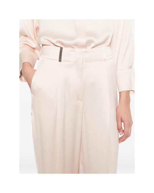 Peserico White Pleated Flared Trousers