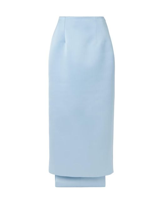 Emilia Wickstead Blue Satin Midi Skirt