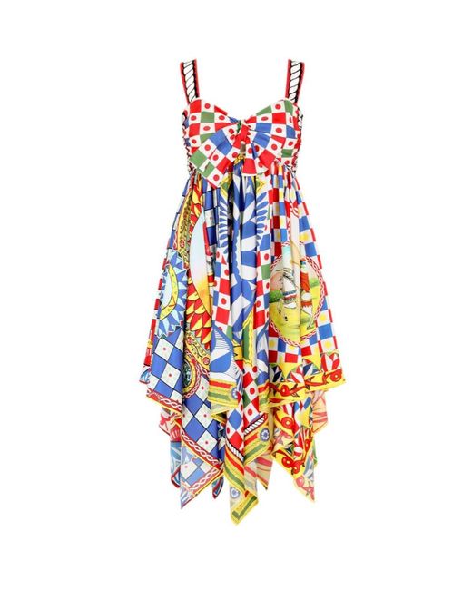 Dolce & Gabbana White Carretto-Print Twill Dress