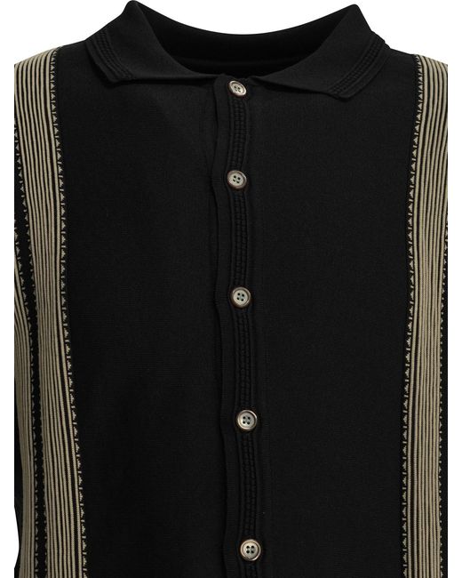 Kapital Black Striped Short-Sleeve Shirt for men