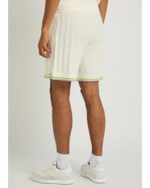 Casablanca Natural Tennis Striped Bouclé Shorts for men