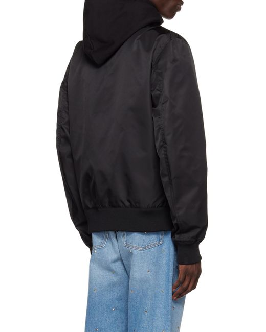 Valentino Black Stud Detailed Zip-Up Bomber Jacket for men