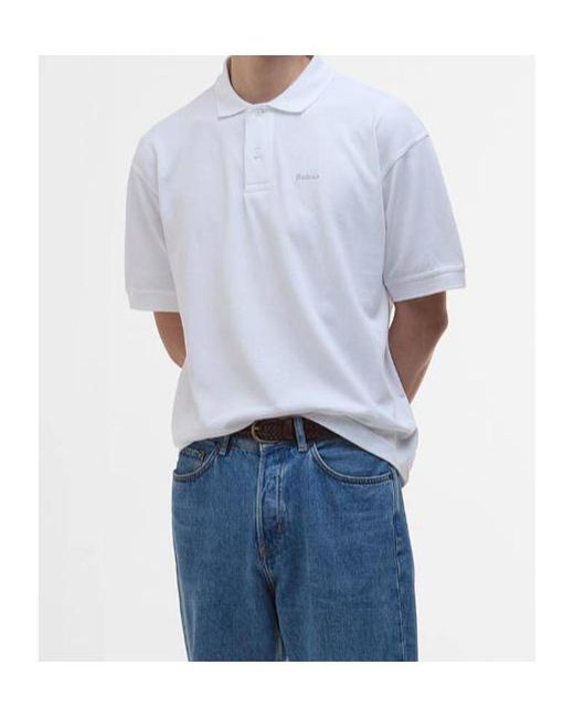Barbour White Hexham Polo Shirt for men