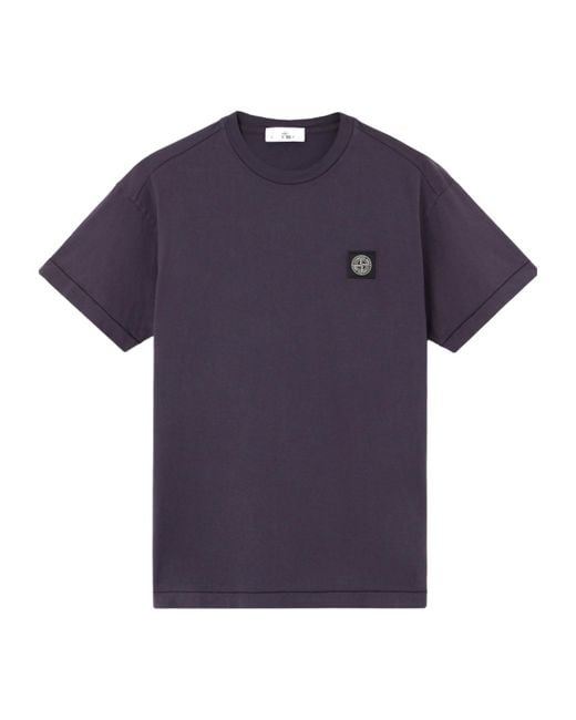 Stone Island Blue Logo Patch Crewneck T-Shirt for men