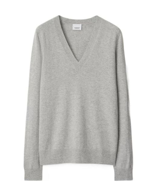 Burberry Gray Logo Cashmere Sweater