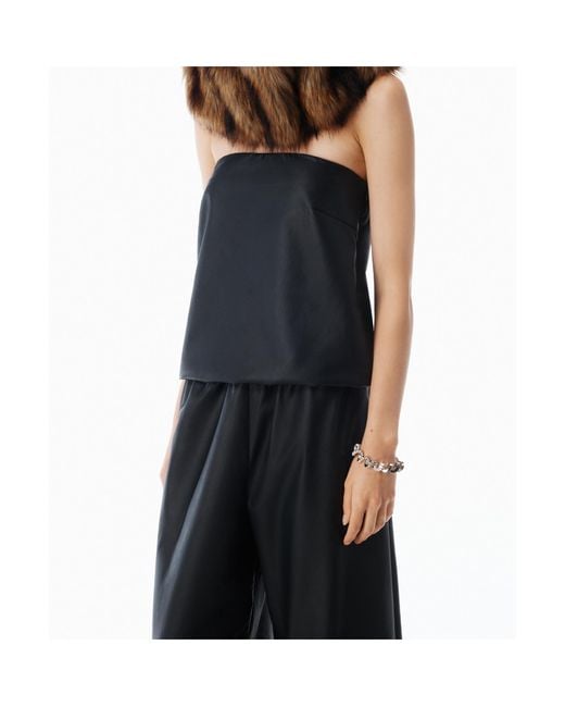 Alexander Wang Black Strapless Leather Bubble Top