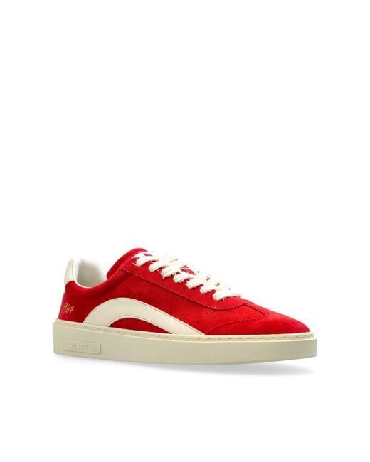 DSquared² Red Round-Toe Lace-Up Sneakers for men
