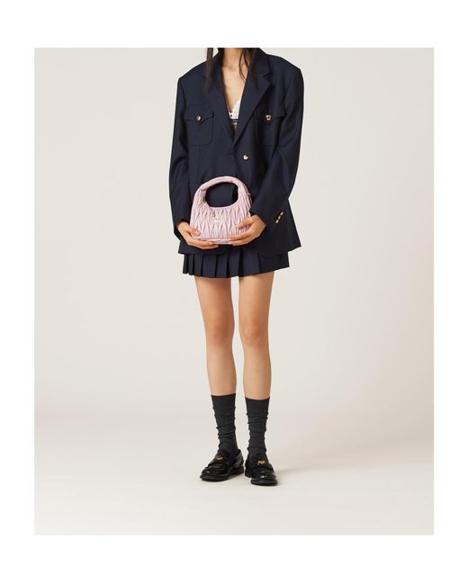 Miu Miu Pink Wander Matelassé Nappa Leather Hobo Bag