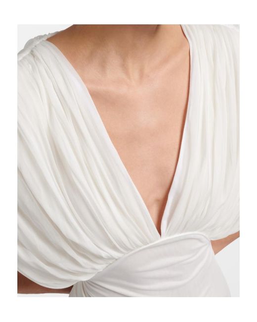 TOVE White Lyla Draped Jersey Gown