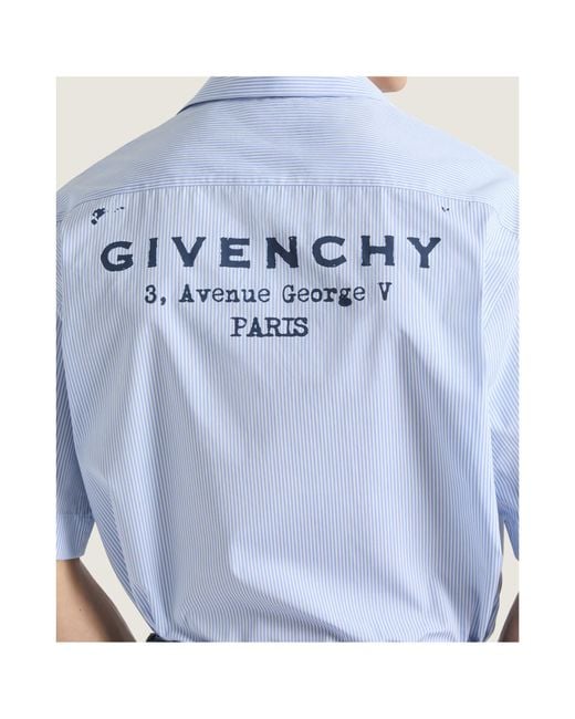 Givenchy Blue Pinstriped Bowling Shirt for men