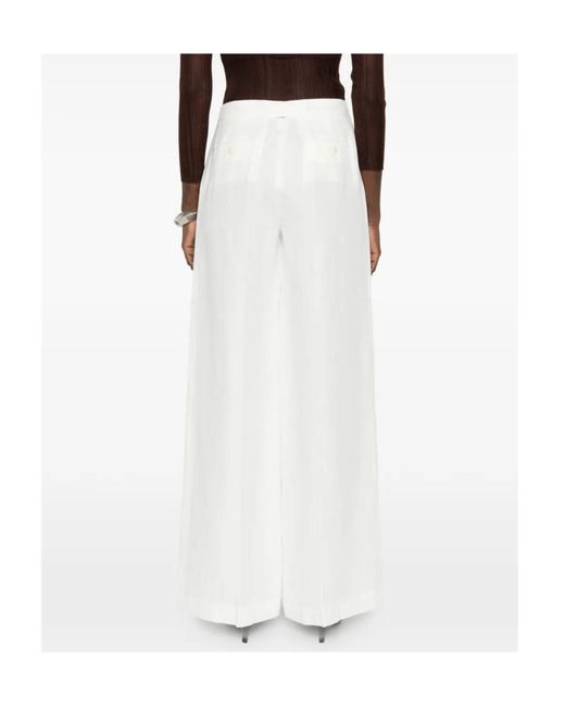Twinset White Wide-Leg Tailored Trousers