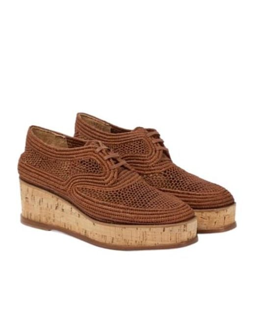 Gabriela Hearst Brown X Clergerie Harold Woven Raffia Platform Derby Shoes