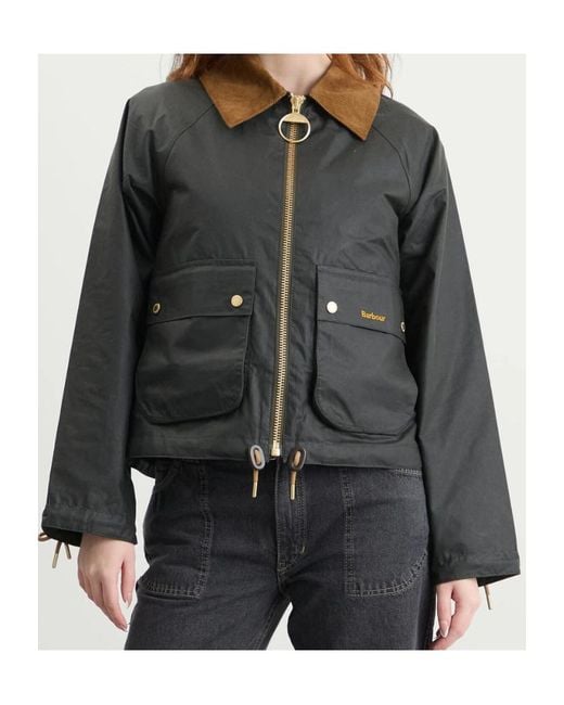 Barbour Gray Cropped Wax Jacket
