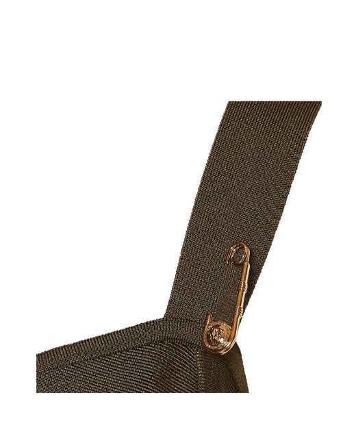 Versace Green Safety Pin-Detail Midi Dress