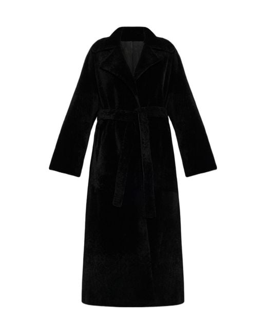 Arma Black Belted Shearling Coat