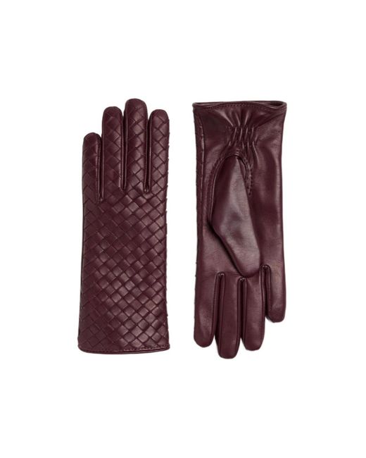 Bottega Veneta Purple Intrecciato Leather Gloves